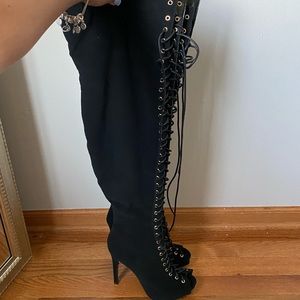 Black Thigh High Boots - Brand New - Size 8